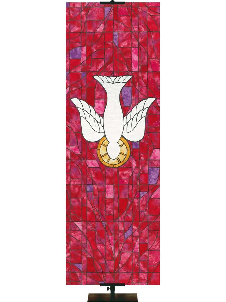 Stained Glass Symbols of Faith Descending Dove