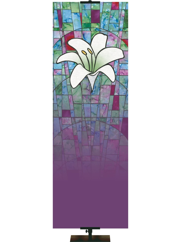 Custom Banner Stained Glass Symbols of Faith  Lily