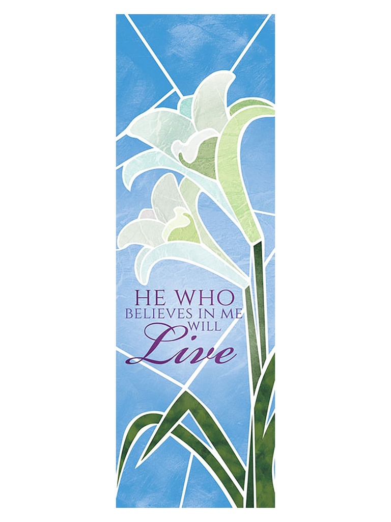 Scripture Wall Hanging Eternal Emblems of Easter He Who Believes