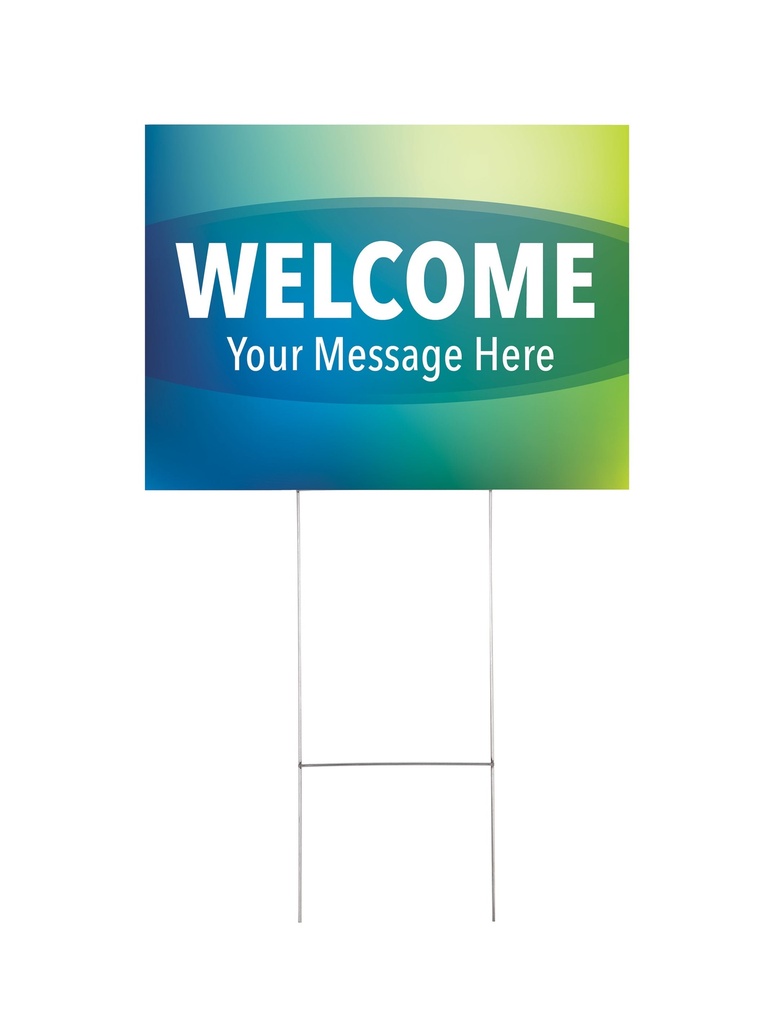 Custom Yard Signs - Welcome Blue Abstract Design - Set of 10