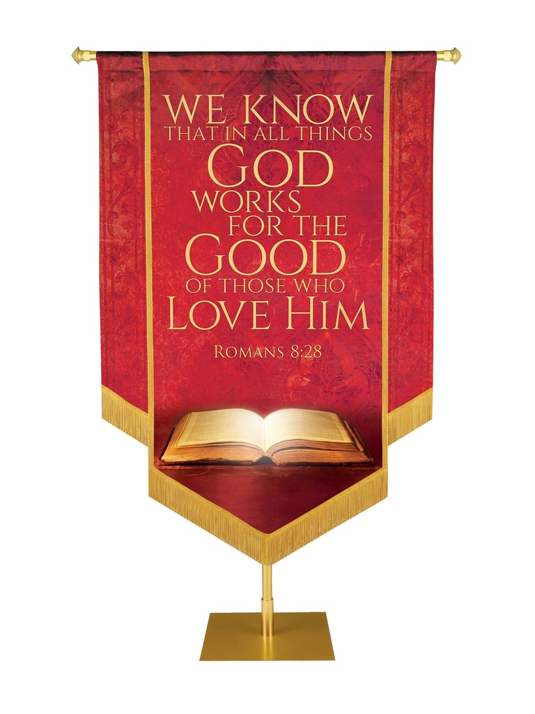 Holy Scriptures God Works for the Good Embellished Banner