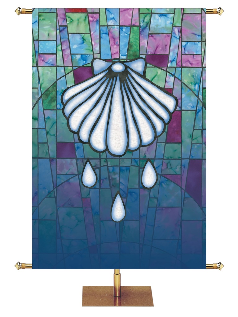 Custom Banner Stained Glass Symbols of Faith  Baptism Shell