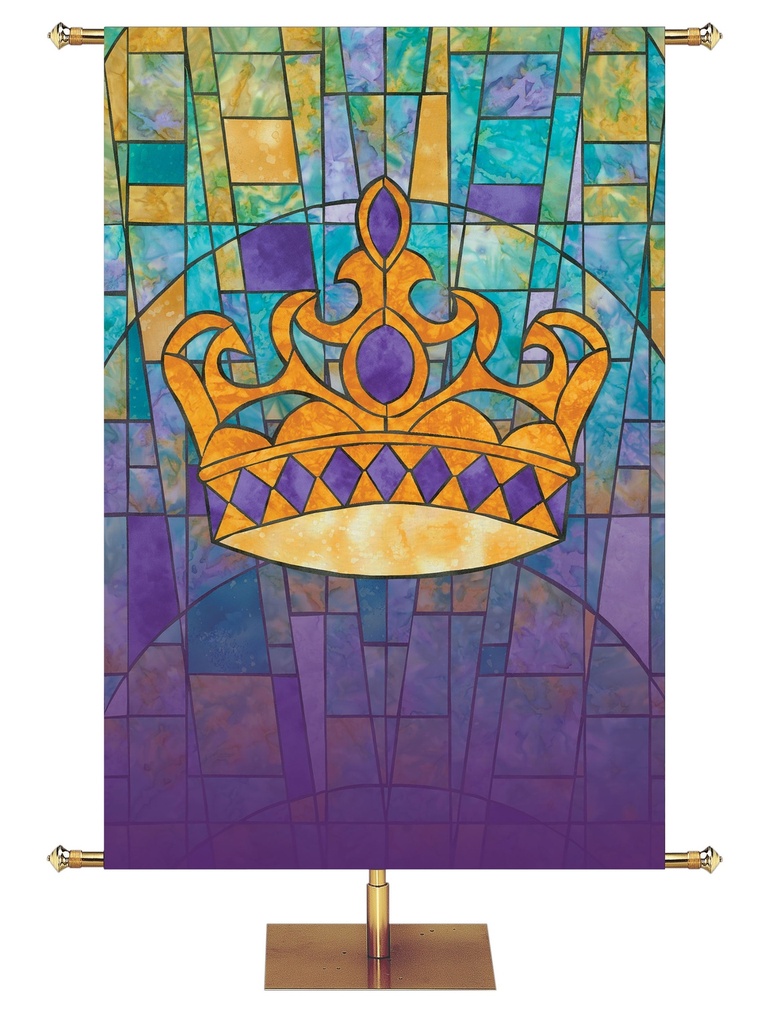 Custom Banner Stained Glass Symbols of Faith  Crown