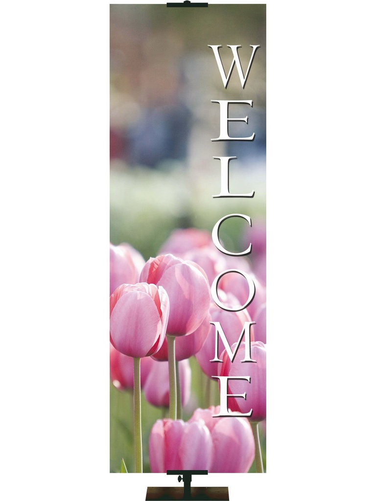 Stock Welcome Banner Spring Tulips