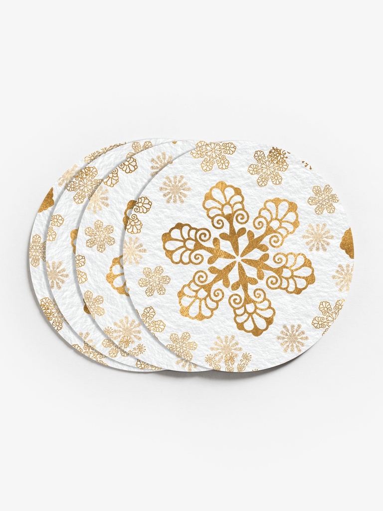 Golden Snowflake Vinyl Coasters (Set of 4)