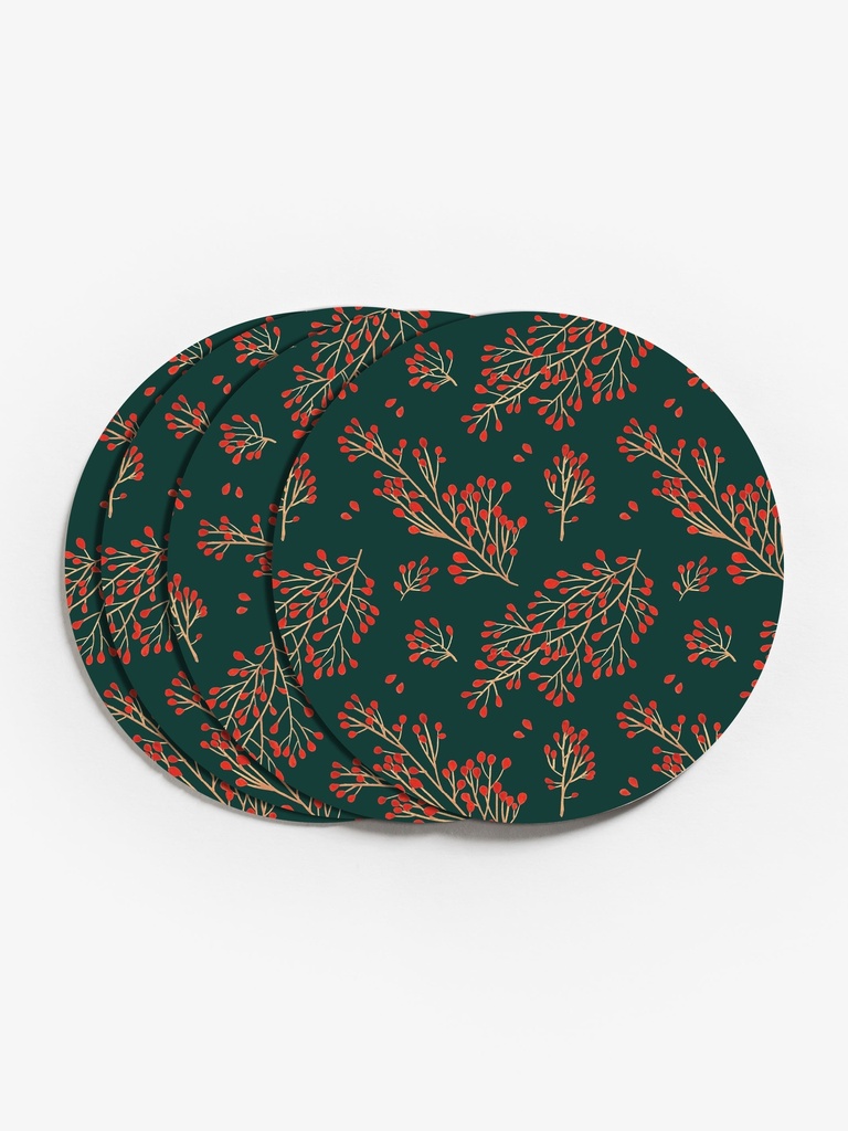 Branch and Berry Vinyl Coasters (Set of 4)