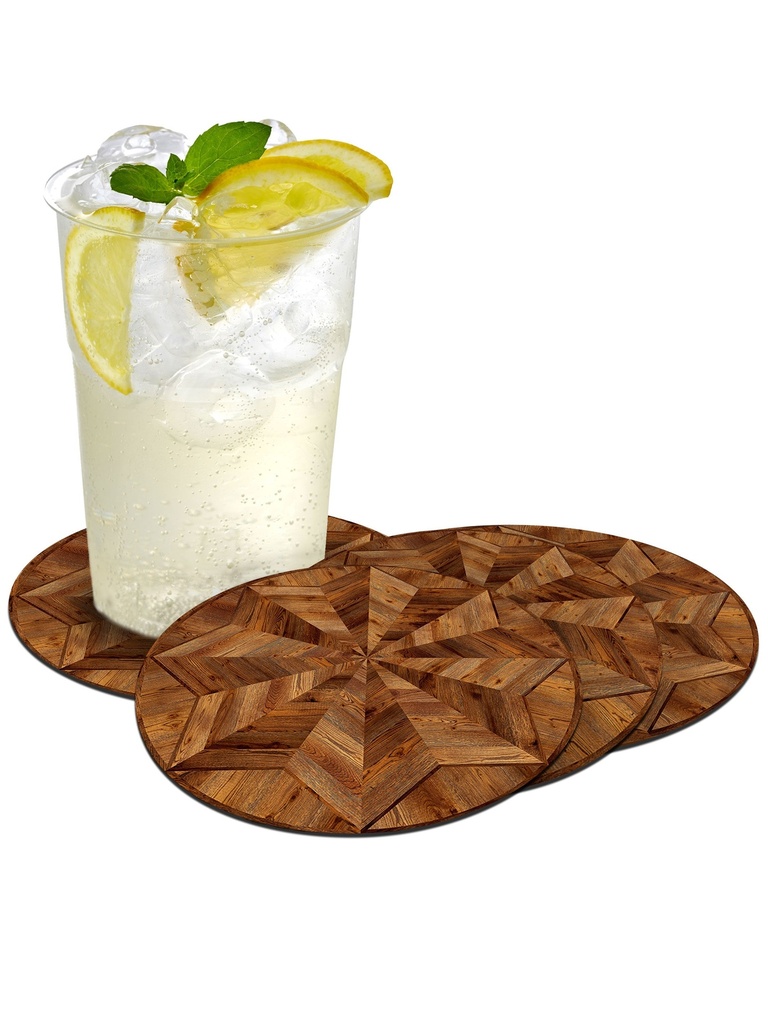 Wooden Star Inlay Coasters (Set of 4)