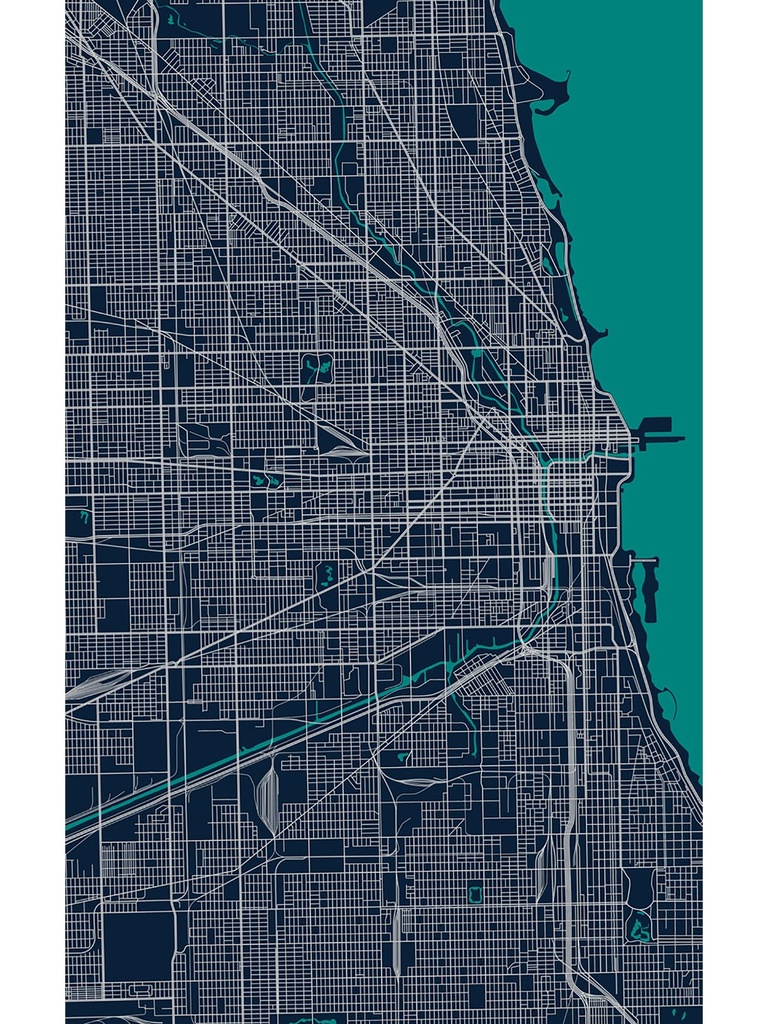 Chicagoland Map Vinyl Area Rug