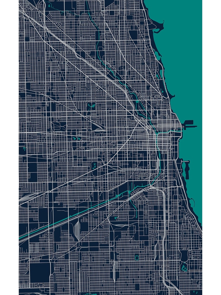 Chicagoland Map Vinyl Area Rug