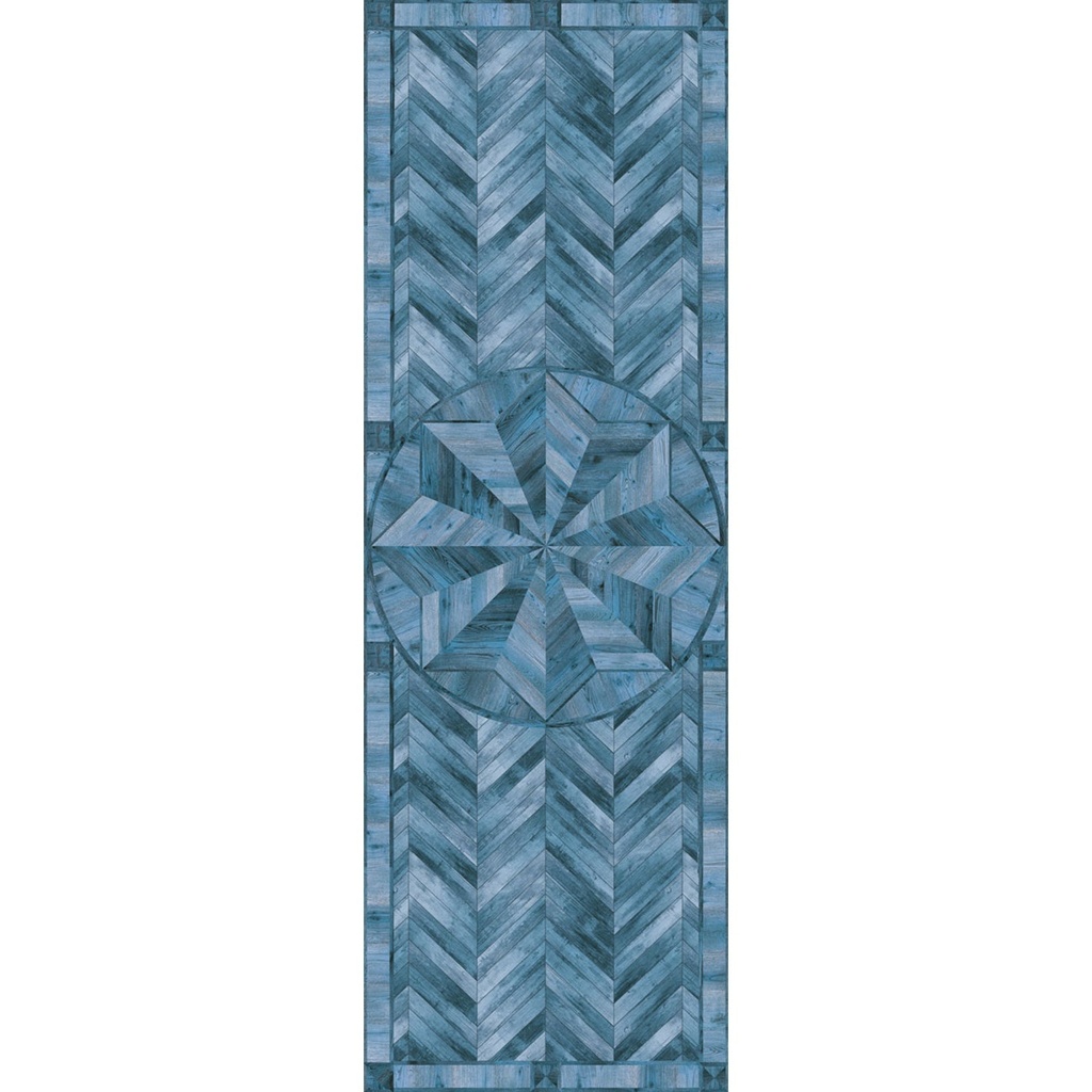 Wooden Star Inlay Vinyl Runner Rug