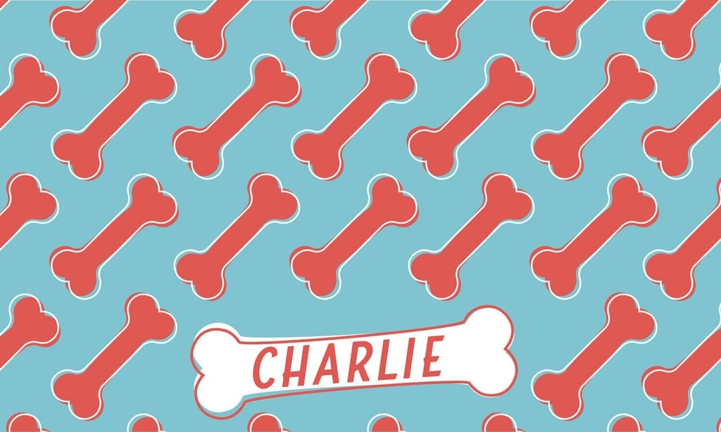 Diagonal Bones Vinyl Dog Bowl Mat