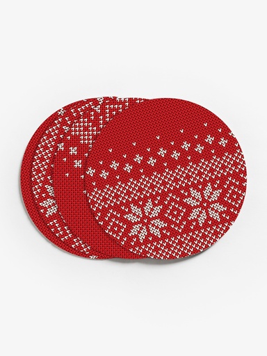 [VC-KNS] Knit Snowflakes Vinyl Coasters (Set of 4)