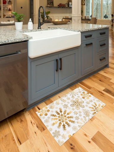 [VK-GSF] Golden Snowflake Vinyl Kitchen Mat