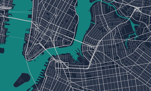 [VK-NYC] New York City Map Vinyl Kitchen Mat