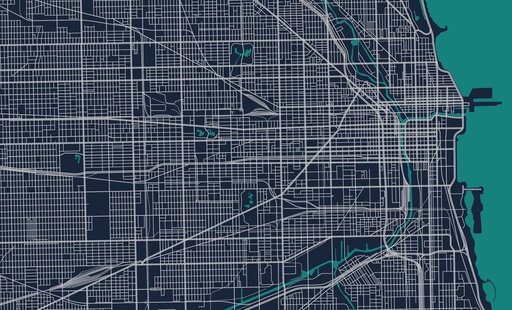 [VK-CHI] Chicagoland Map Vinyl Kitchen Rug